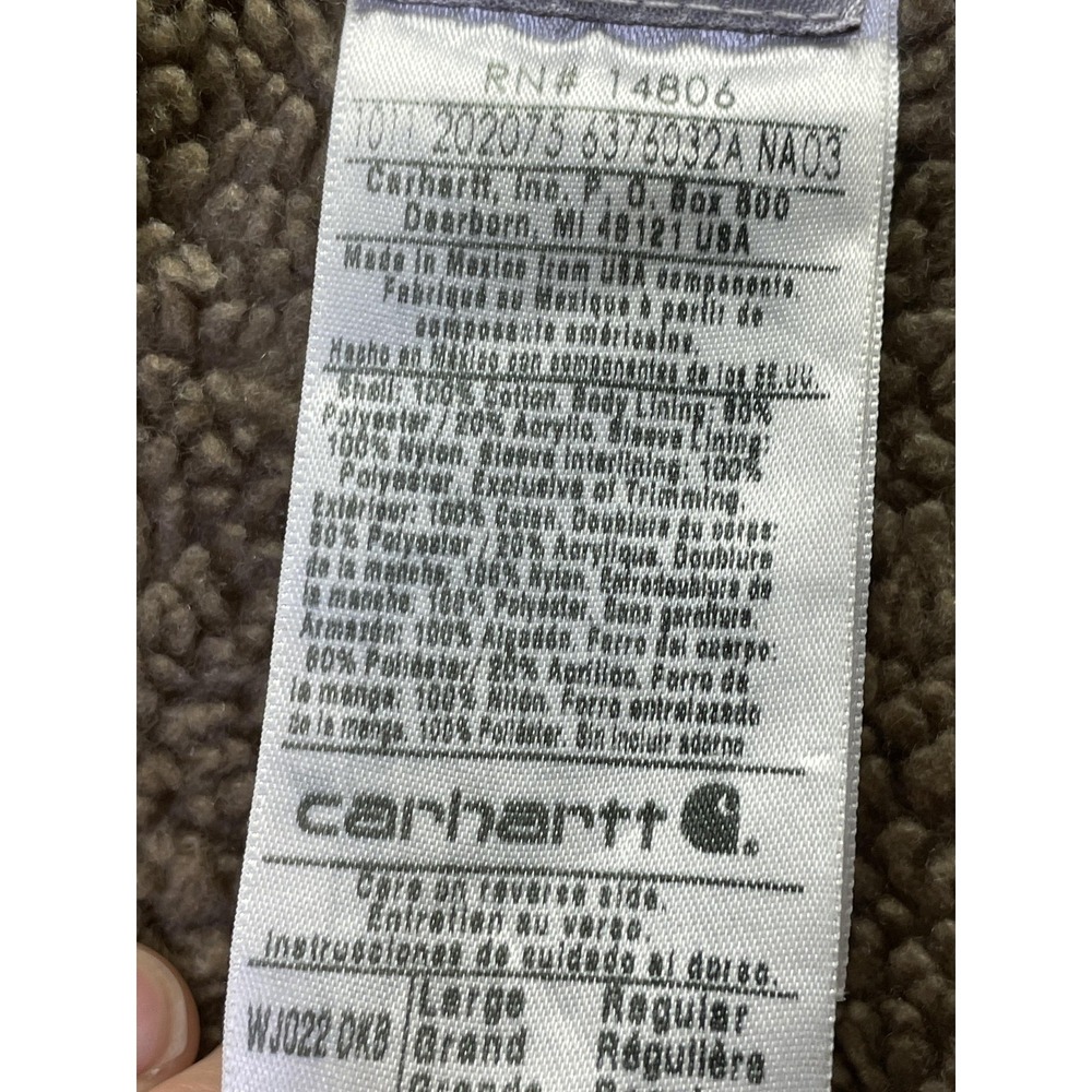 Carhartt Jacket Womens L Brown Canvas Insulated Lined Full Zip Pockets WJ022 DKB - Picture 9 of 10